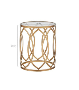 Glass Top Hollow Round Accent Table - Gold