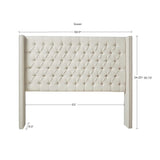 Upholstered Winged Tufted Bed Headboard, Cream (LTL) Queen Size