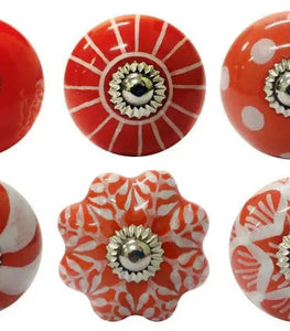 Vintage Style Hand Painted Ceramic Door Drawer Knobs - Set of 10