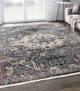 Abani Azure - Black Medallion Persian Rug