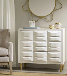 Gloss Wood Finish 3-Drawer Chest - White (LTL)