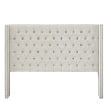 Upholstered Winged Tufted Bed Headboard, Cream (LTL) Queen Size