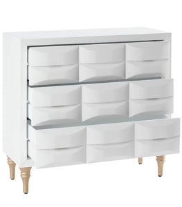 Gloss Wood Finish 3-Drawer Chest - White (LTL)