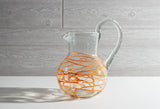 Handblown Glass Pitcher - Orange Swirl