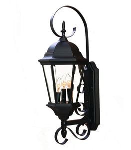 Three Light Matte Black Swing Arm Lantern Wall Light