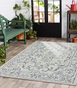 Sylvestra Medallion Navy/Gray Indoor/Outdoor Area Rug