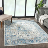 Medallion Woven Area Rug/Runner, Blue