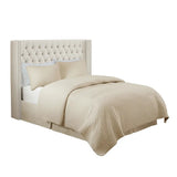 Upholstered Winged Tufted Bed Headboard, Cream (LTL) Queen Size