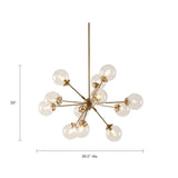 12-Light Clear Glass Shade Industrial Chandelier, Gold