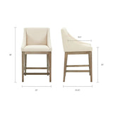 Sloped Arm Farmhouse Counter Stool - Cream/Ivory