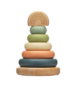 Wooden Stacking Rainbow Tower Baby Toy, Nursery Decor