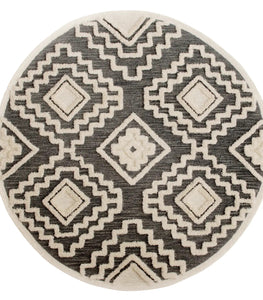 Contemporary Tufted Scandinavian Round Rug - Gray/Cream