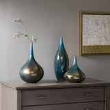 Handmade Blue Metallic Vases - Set of 3