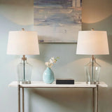 Clear Glass Base Table Lamps, Grey Base