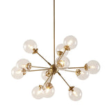 12-Light Clear Glass Shade Industrial Chandelier, Gold