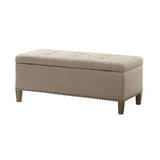 Tufted Accent Ottoman Bench with Interior Storage, Natural