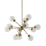 12-Light Clear Glass Shade Industrial Chandelier, Gold