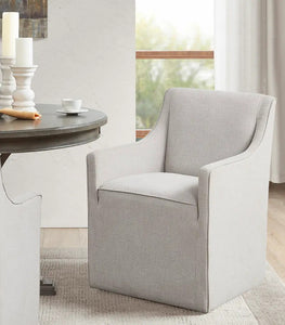 Slipcover Dining Arm Chair with Casters - Gray (LTL)