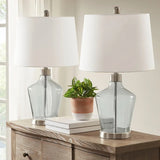 Clear Glass Base Table Lamps, Grey Base